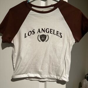 Hollister Brown and White Los Angeles Tee